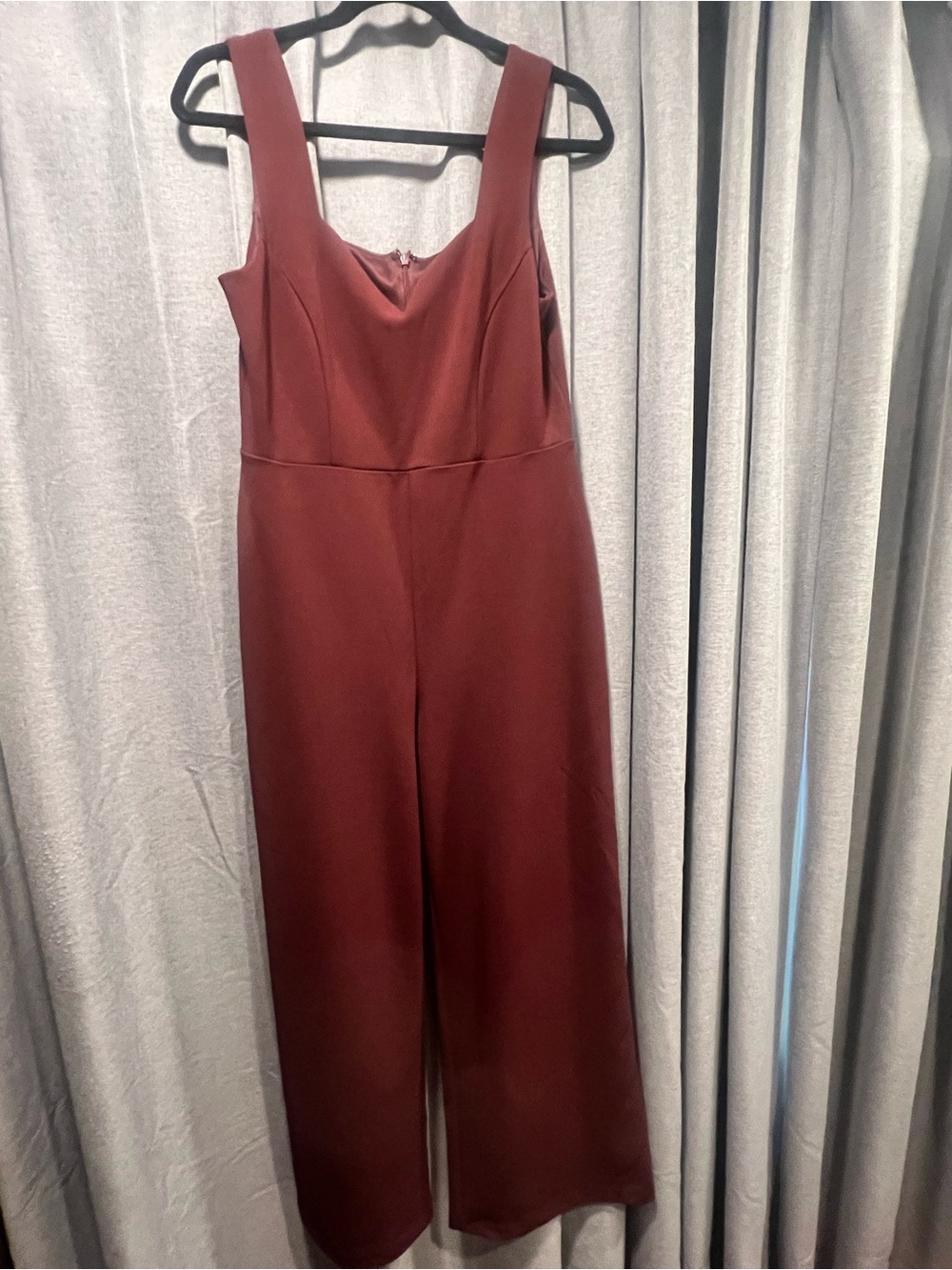 Express Sleeveless Wide-Leg Jumpsuit in Deep Burgundy
